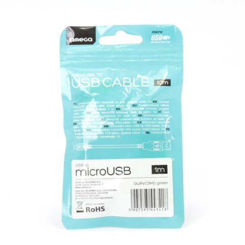 Kabel USB-A -> microUSB 1m 2A zielony OMEGA BAJA (44341) Kabel USB-A -> microUSB 1m 2A zielony OMEGA BAJA (44341)