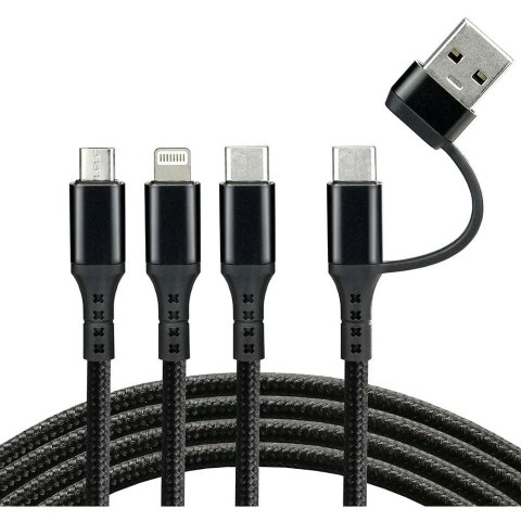 Kabel USB-A/USB-C -> USB-C/microUSB/Lightning 3w1 1,2m 3A pleciony czarny EVERACTIVE (CBB-1.2ALL) Kabel USB-A/USB-C -> USB-C/microUSB/Lightning 3w1 1,2m 3A pleciony czarny EVERACTIVE (CBB-1.2ALL)