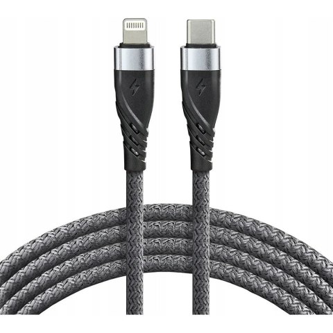 Kabel USB-C -> Lightning 1m 20W pleciony szary EVERACTIVE (CBB-1CIG) Kabel USB-C -> Lightning 1m 20W pleciony szary EVERACTIVE (CBB-1CIG)