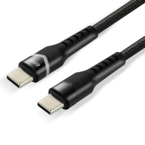 Kabel USB-C -> USB-C 3m 2,25A 45W pleciony czarny wtyczka z led RGB EVERACTIVE (CBB-3PDR) Kabel USB-C -> USB-C 3m 2,25A 45W pleciony czarny wtyczka z led RGB EVERACTIVE (CBB-3PDR)