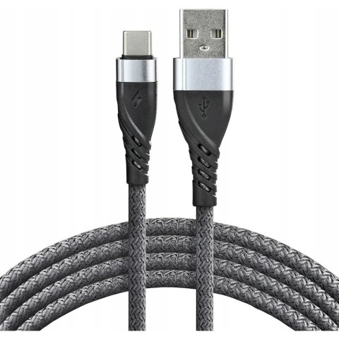 Kabel USB -> USB-C 1m 3A pleciony szary EVERACTIVE (CBB-1CG) Kabel USB -> USB-C 1m 3A pleciony szary EVERACTIVE (CBB-1CG)