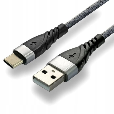 Kabel USB -> USB-C 1m 3A pleciony szary EVERACTIVE (CBB-1CG) Kabel USB -> USB-C 1m 3A pleciony szary EVERACTIVE (CBB-1CG)