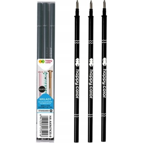 Wkłady do długopisu usuwalnego A 0.5mm czarny (3) AKR67K35-9 Happy Color Wkłady do długopisu usuwalnego A 0.5mm czarny (3) AKR67K35-9 Happy Color