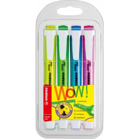 Zakreślacz STABILO SWING COOL zestaw 4szt. w etui 275/4 Zakreślacz STABILO SWING COOL zestaw 4szt. w etui 275/4