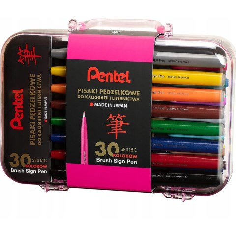 Zestaw pisaków BRUSH SIGN PEN do kaligrafii (30 sztuk) SES15C-ST30PL PENTEL Zestaw pisaków BRUSH SIGN PEN do kaligrafii (30 sztuk) SES15C-ST30PL PENTEL