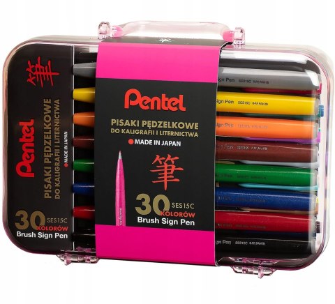 Zestaw pisaków BRUSH SIGN PEN do kaligrafii (30 sztuk) SES15C-ST30PL PENTEL Zestaw pisaków BRUSH SIGN PEN do kaligrafii (30 sztuk) SES15C-ST30PL PENTEL