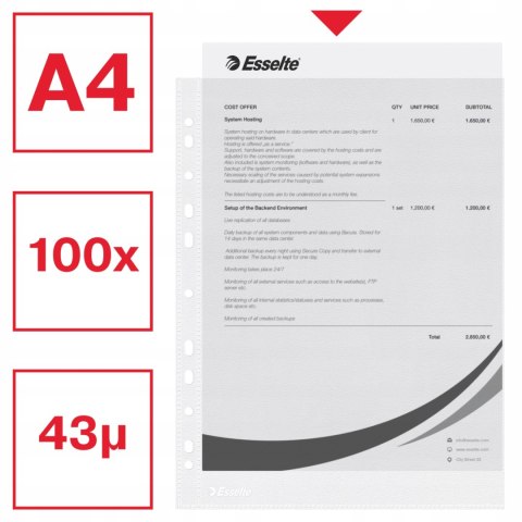 Koszulki groszkowe A4 40mic ESSELTE (100szt) 16690 Koszulki groszkowe A4 40mic ESSELTE (100szt) 16690