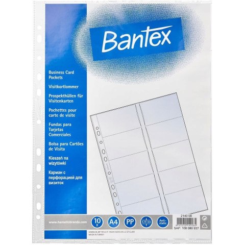 Koszulki na 20 wizytówek A4 PP 100mic (10szt.) 100080937 BANTEX Koszulki na 20 wizytówek A4 PP 100mic (10szt.) 100080937 BANTEX