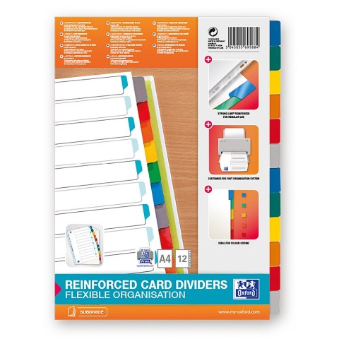 Przekładki kartonowe A4 MYLAR 1-12 kolor 100204953 OXFORD Przekładki kartonowe A4 MYLAR 1-12 kolor 100204953 OXFORD