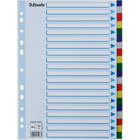 Przekładki plastikowe z PP A4 20 kart 15263 ESSELTE Przekładki plastikowe z PP A4 20 kart 15263 ESSELTE