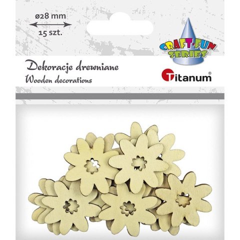 Dekoracje drewniane KWIATY 28mm 12szt. 486030 TITANUM Dekoracje drewniane KWIATY 28mm 12szt. 486030 TITANUM