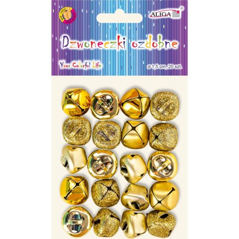 Dzwoneczki ozdobne 1,5cm złote, 20 szt ALIGA DZW-1636 Dzwoneczki ozdobne 1,5cm złote, 20 szt ALIGA DZW-1636