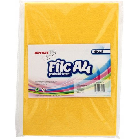 Filc A4 żółty 1mm (10ark) FC410-2 BREWIS Filc A4 żółty 1mm (10ark) FC410-2 BREWIS