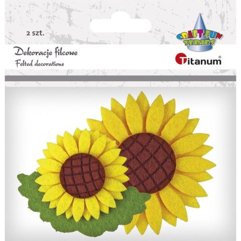 Filcowe dekoracje SŁONECZNIKI 3D z liściem 2szt. 472949 TITANUM Filcowe dekoracje SŁONECZNIKI 3D z liściem 2szt. 472949 TITANUM