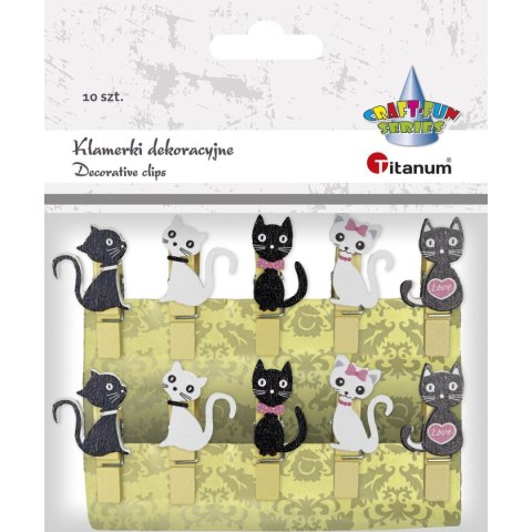 Klamerki drewniane z kotami 10 szt. 461314 TITANUM Klamerki drewniane z kotami 10 szt. 461314 TITANUM