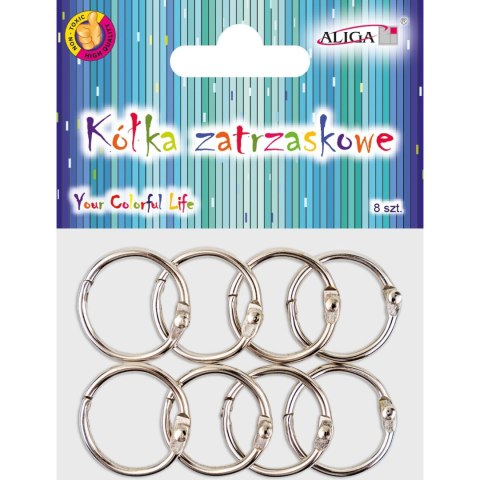 Kółka zatrzaskowe metalowe 2,5cm, 8szt. PH-8848 ALIGA Kółka zatrzaskowe metalowe 2,5cm, 8szt. PH-8848 ALIGA