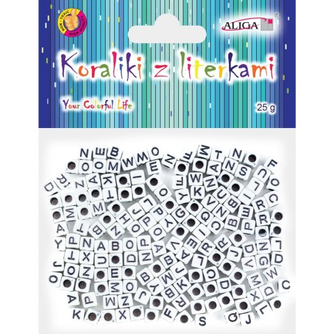 Koraliki białe z literkami 6x6mm PJA-0330 ALIGA Koraliki białe z literkami 6x6mm PJA-0330 ALIGA