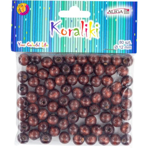 Koraliki drewniane brązowe 12mm (80szt.) PJ-0651 ALIGA Koraliki drewniane brązowe 12mm (80szt.) PJ-0651 ALIGA