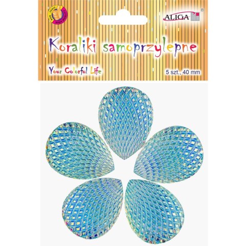 Kryształki samoprzylepne łezki opalizujące 40 mm, (5 szt.) JET-3300 ALIGA Kryształki samoprzylepne łezki opalizujące 40 mm, (5 szt.) JET-3300 ALIGA