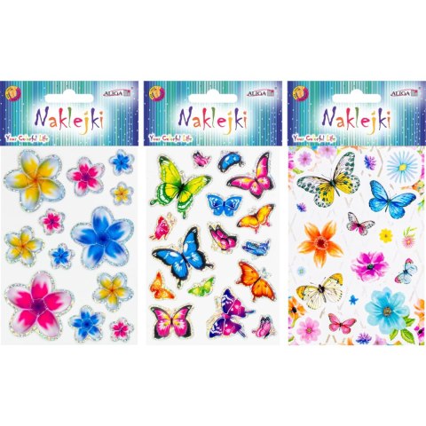 Naklejki KWIATY/MOTYLE mix 8x12cm NK-8931 ALIGA Naklejki KWIATY/MOTYLE mix 8x12cm NK-8931 ALIGA