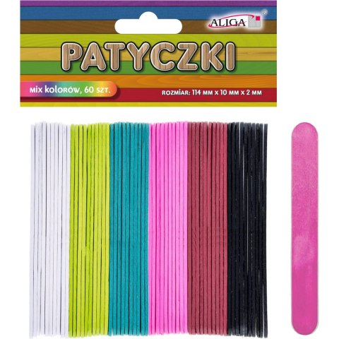 Patyczki mix kolorów 114x10x2mm 60szt. PK-1046 ALIGA Patyczki mix kolorów 114x10x2mm 60szt. PK-1046 ALIGA