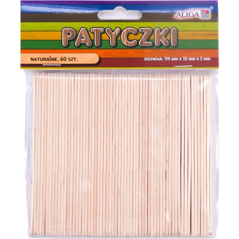 Patyczki naturalne 114x10x2mm (60szt.) ALIGA PK-3243 Patyczki naturalne 114x10x2mm (60szt.) ALIGA PK-3243