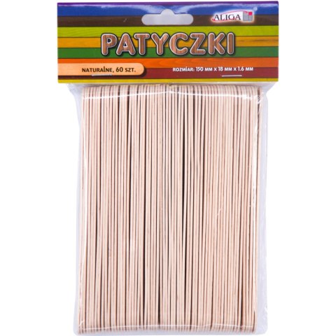 Patyczki naturalne 150x18x1.6mm (60szt.) PK-3304 ALIGA Patyczki naturalne 150x18x1.6mm (60szt.) PK-3304 ALIGA