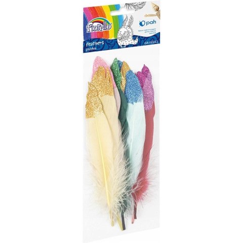 Piórka kolorowe z brokatem 10-15cm (10) GR-FE012 FIORELLO 170-2617 Piórka kolorowe z brokatem 10-15cm (10) GR-FE012 FIORELLO 170-2617