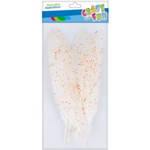 Piórka ozdobne białe z brokatem 17-22cm 6szt. 463670 Piórka ozdobne białe z brokatem 17-22cm 6szt. 463670