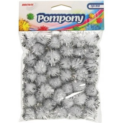 Pompony metaliczne 2cm (40sztuk) srebrne POM23 BREWIS Pompony metaliczne 2cm (40sztuk) srebrne POM23 BREWIS
