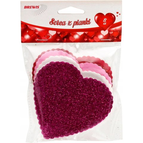 Serca z pianki 10x10cm (8) PVW08 BREWIS Serca z pianki 10x10cm (8) PVW08 BREWIS