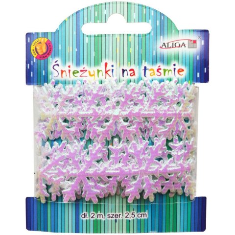 Śnieżynki na taśmie 2m x 2,5cm TC-6205 ALIGA Śnieżynki na taśmie 2m x 2,5cm TC-6205 ALIGA