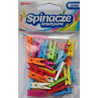 Spinacze-klamerki drewniane ozdobne mix kolorów 3,5cm(20 szt.) BREWIS SPK35 Spinacze-klamerki drewniane ozdobne mix kolorów 3,5cm(20 szt.) BREWIS SPK35
