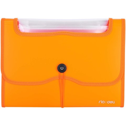 Teczka harmonijkowa z gumką 13-przegródek okno PVC RIO pomarańczowa 38128 ORANGE DELI Teczka harmonijkowa z gumką 13-przegródek okno PVC RIO pomarańczowa 38128 ORANGE DELI