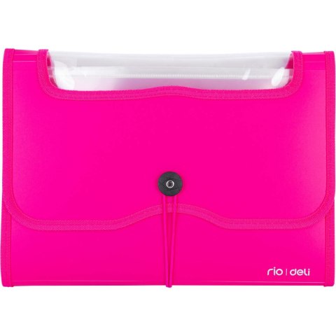 Teczka harmonijkowa z gumką 7-przegródek okno PVC RIO różowa 38127 PINK DELI Teczka harmonijkowa z gumką 7-przegródek okno PVC RIO różowa 38127 PINK DELI