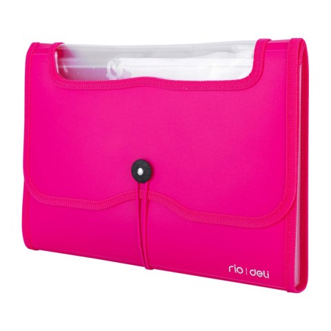 Teczka harmonijkowa z gumką 7-przegródek okno PVC RIO różowa 38127 PINK DELI Teczka harmonijkowa z gumką 7-przegródek okno PVC RIO różowa 38127 PINK DELI