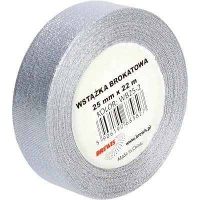 Wstążka brokatowa srebrna 25mm WB25-2 BREWIS Wstążka brokatowa srebrna 25mm WB25-2 BREWIS