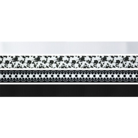Wstążka czarno-biała mix (4szt.) 16mm x 1m 412504 TITANUM Wstążka czarno-biała mix (4szt.) 16mm x 1m 412504 TITANUM