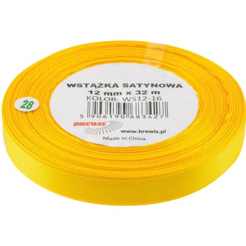 Wstążka satynowa 12mm/32m żółta BREWIS Wstążka satynowa 12mm/32m żółta BREWIS