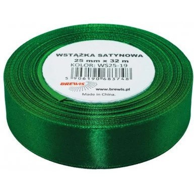 Wstążka satynowa 25mm/32m 19 zielona BREWIS Wstążka satynowa 25mm/32m 19 zielona BREWIS