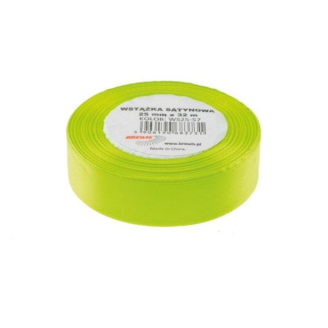 Wstążka satynowa 25mm/32m limonka BREWIS Wstążka satynowa 25mm/32m limonka BREWIS
