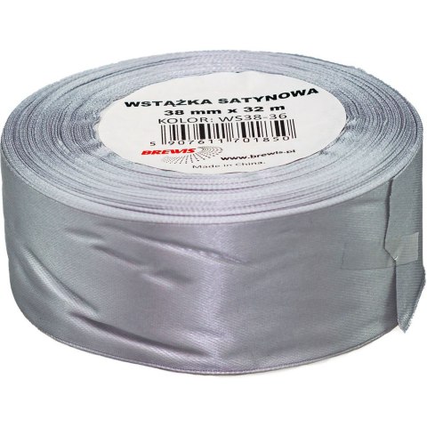 Wstążka satynowa 38mm/32 srebrna BREWIS Wstążka satynowa 38mm/32 srebrna BREWIS