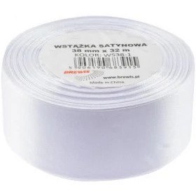 Wstążka satynowa 38mm/32m 1 biała BREWIS Wstążka satynowa 38mm/32m 1 biała BREWIS