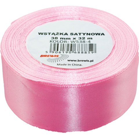 Wstążka satynowa 38mm/32m j.róż BREWIS Wstążka satynowa 38mm/32m j.róż BREWIS