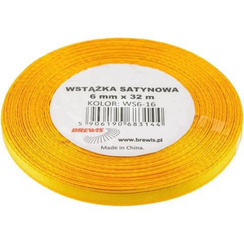 Wstążka satynowa 6mm/32m żółta (2)BREWIS Wstążka satynowa 6mm/32m żółta (2)BREWIS