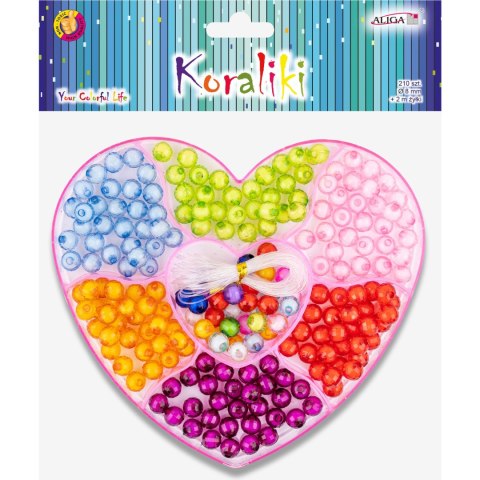 Zestaw koralików plast.w pudełku serce 8mm, 210szt. PJ-7742 ALIGA Zestaw koralików plast.w pudełku serce 8mm, 210szt. PJ-7742 ALIGA